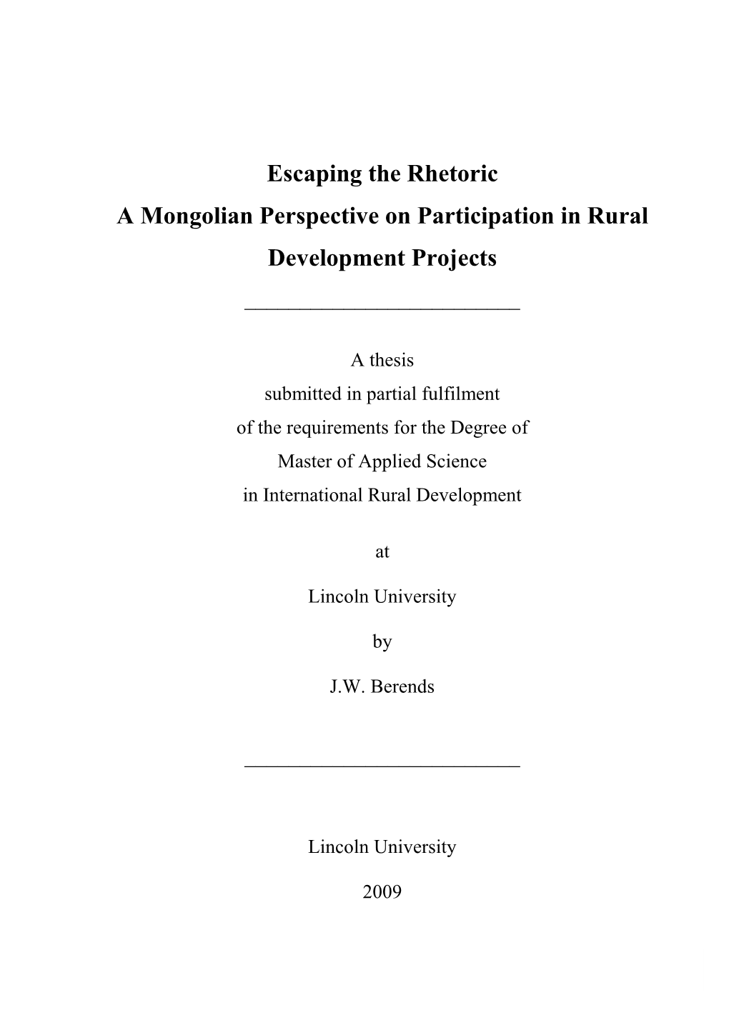 Escaping the Rhetoric: a Monglian Perspective on Participation in Rural