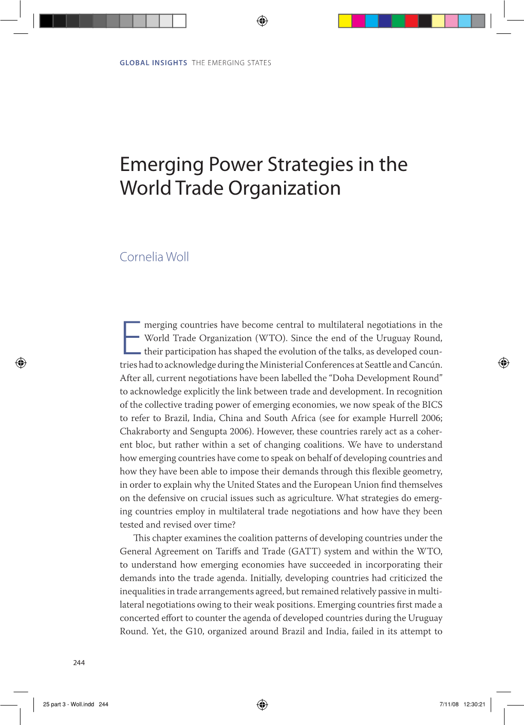 Emerging Power Strategies in the World Trade Organization