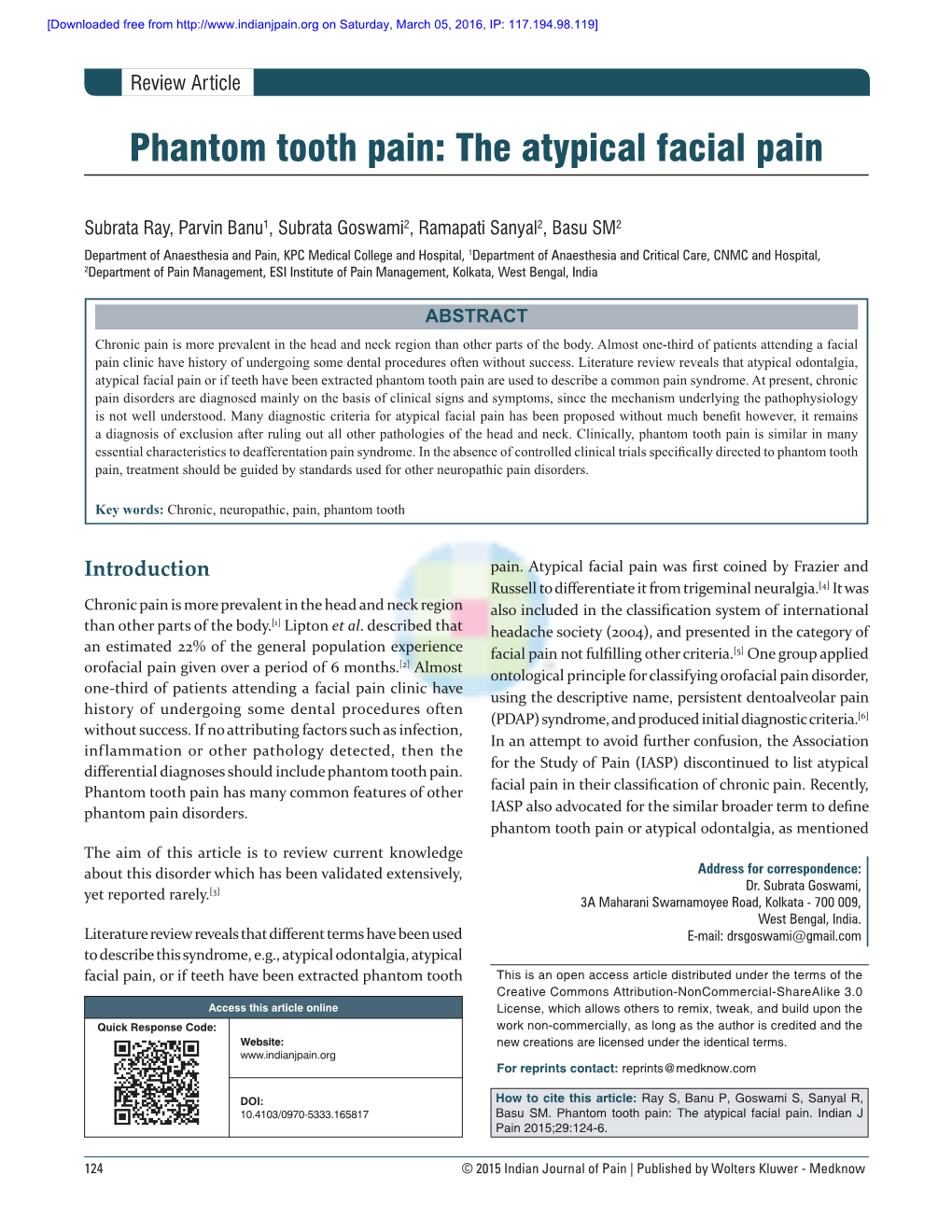 Phantom Tooth Pain: the Atypical Facial Pain