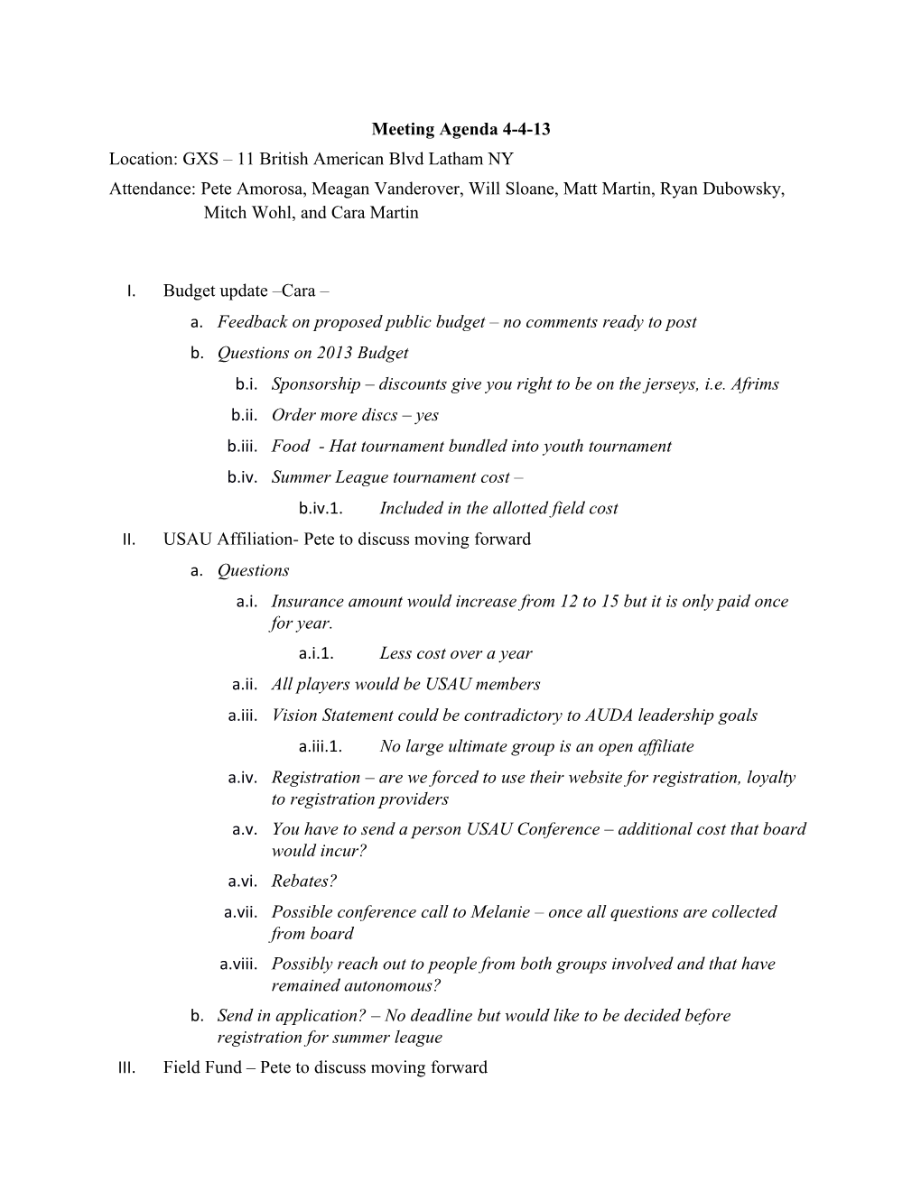 Meeting Agenda 4-4-13