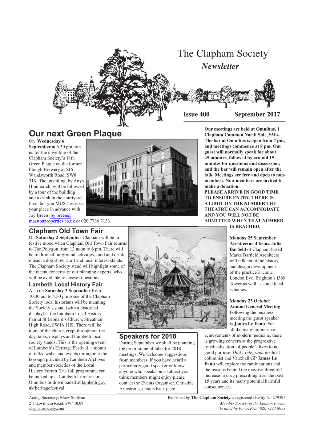 The Clapham Society Newsletter