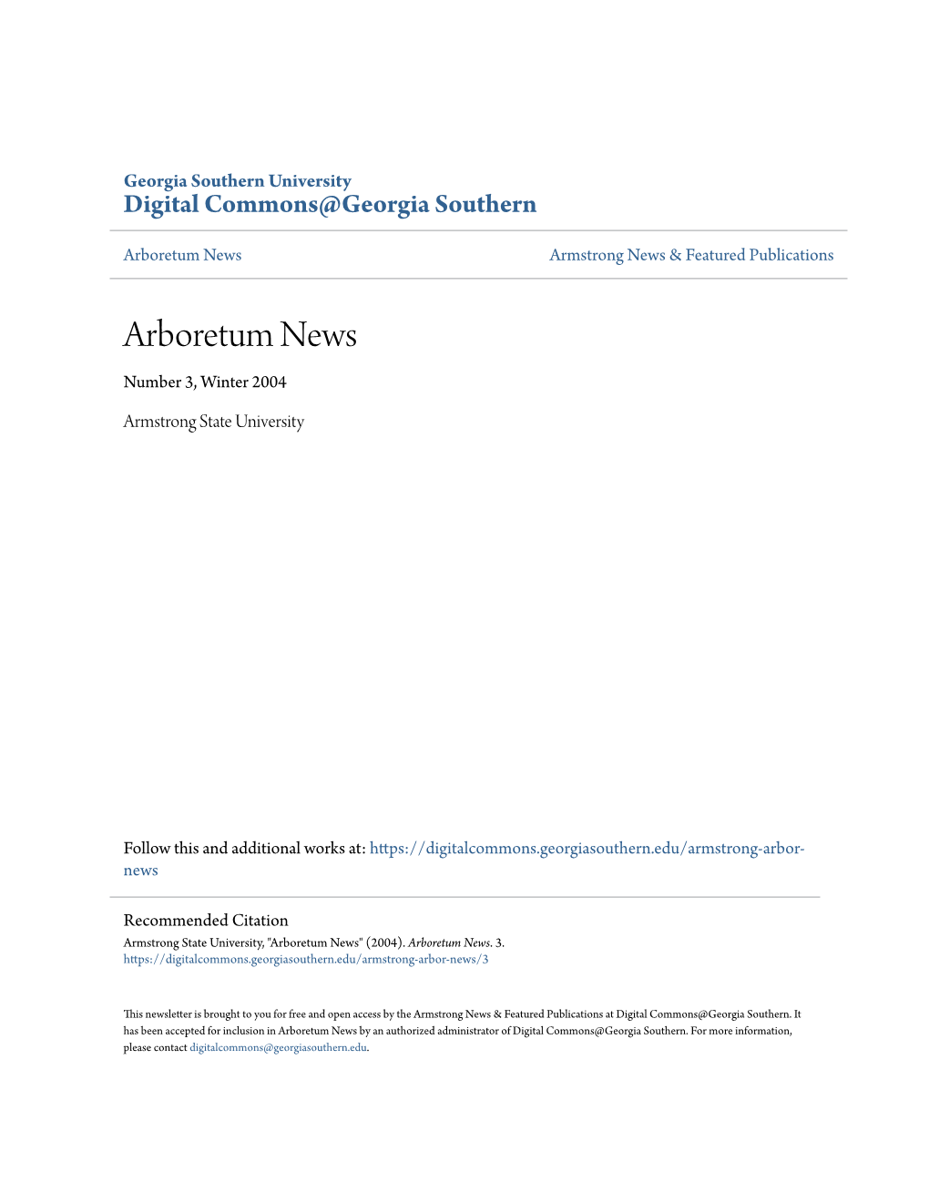 Arboretum News Armstrong News & Featured Publications