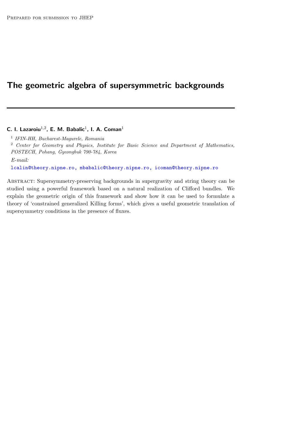 The Geometric Algebra of Supersymmetric Backgrounds