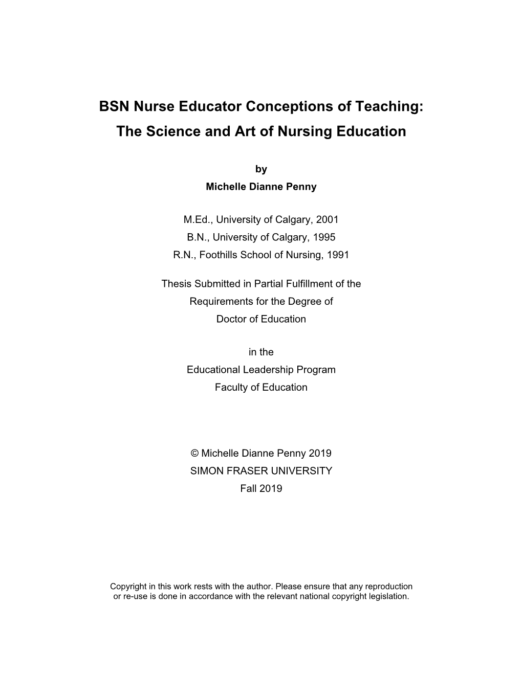 BSN Nurse Educator Conceptions of Teaching: the Science and Art of Nursing Education