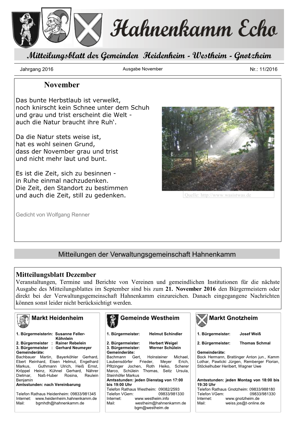 Mitteilungsblatt November 2016