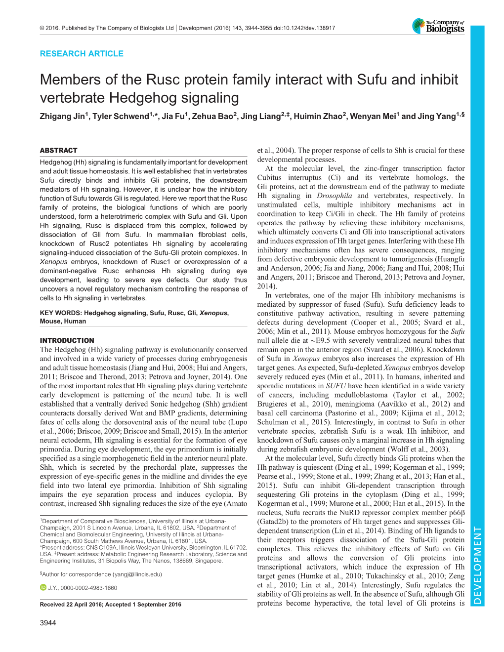 Members of the Rusc Protein Family Interact with Sufu and Inhibit