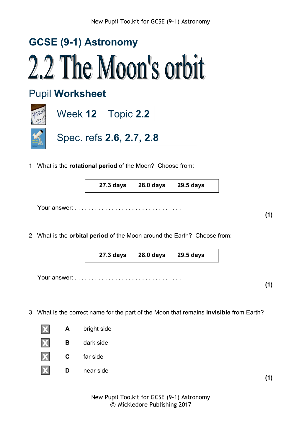 GCSE (9-1) Astronomy Distance Learning