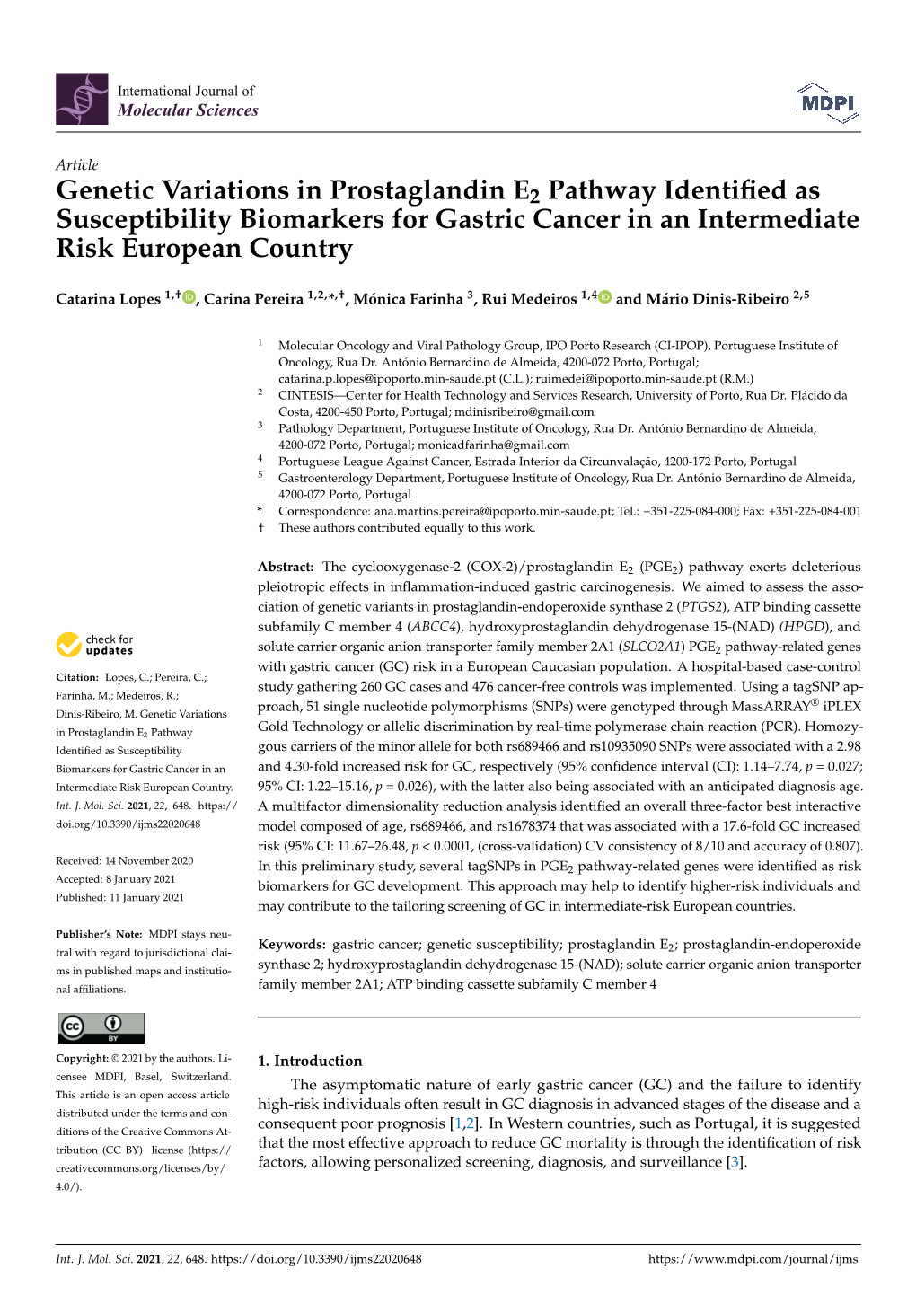 Genetic Variations in Prostaglandin E2 Pathway Identified As