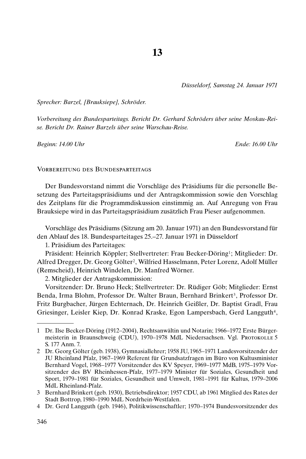 Die Protokolle Des CDU-Bundesvorstands 1969-1973