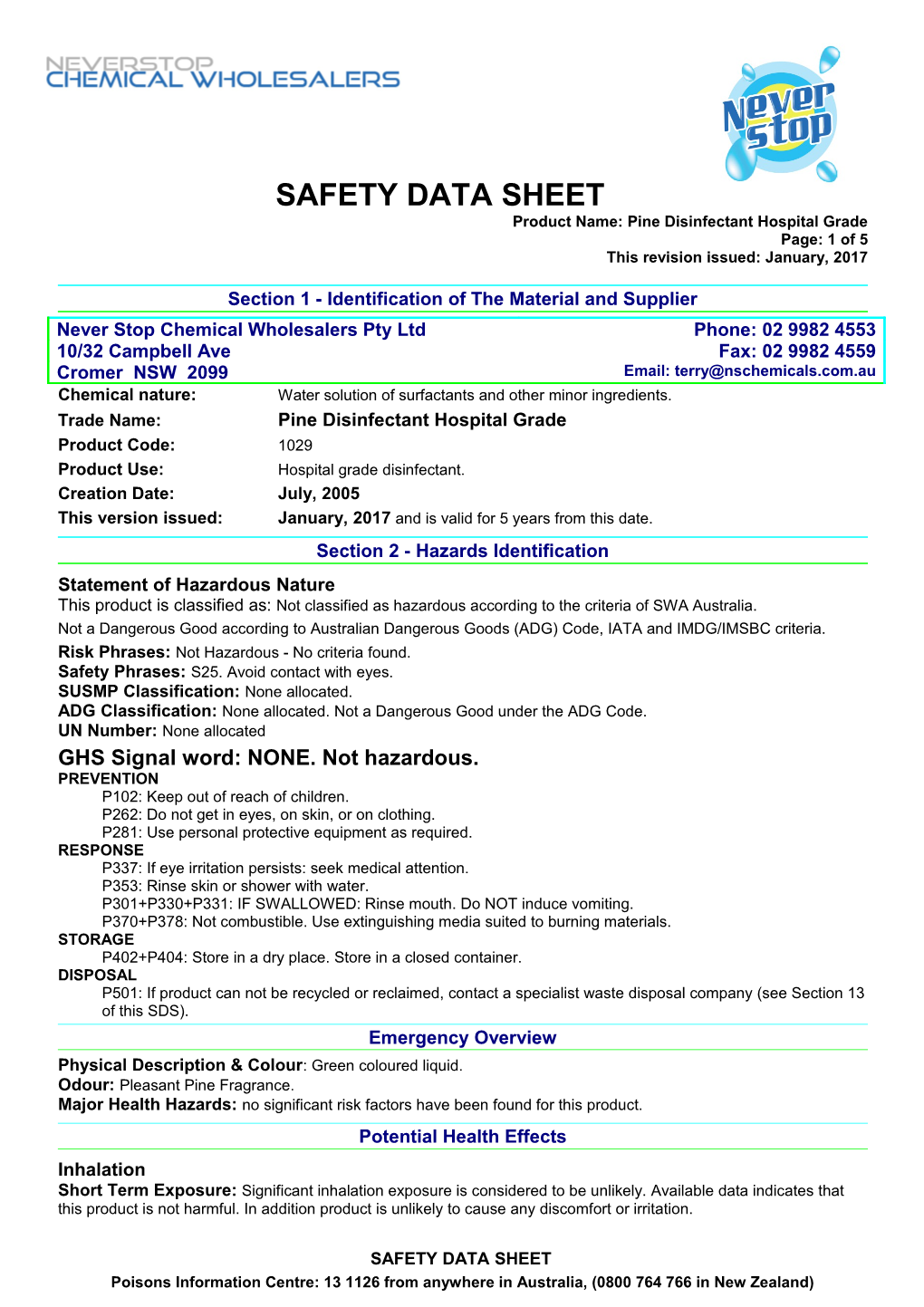 Pine Disinfectant Hospital Grade