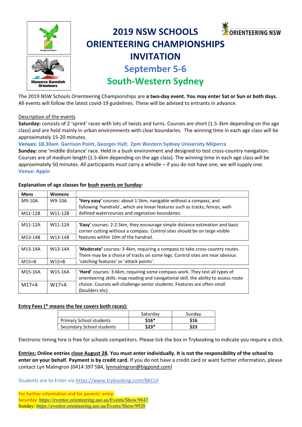 NSW Schools Championships Information