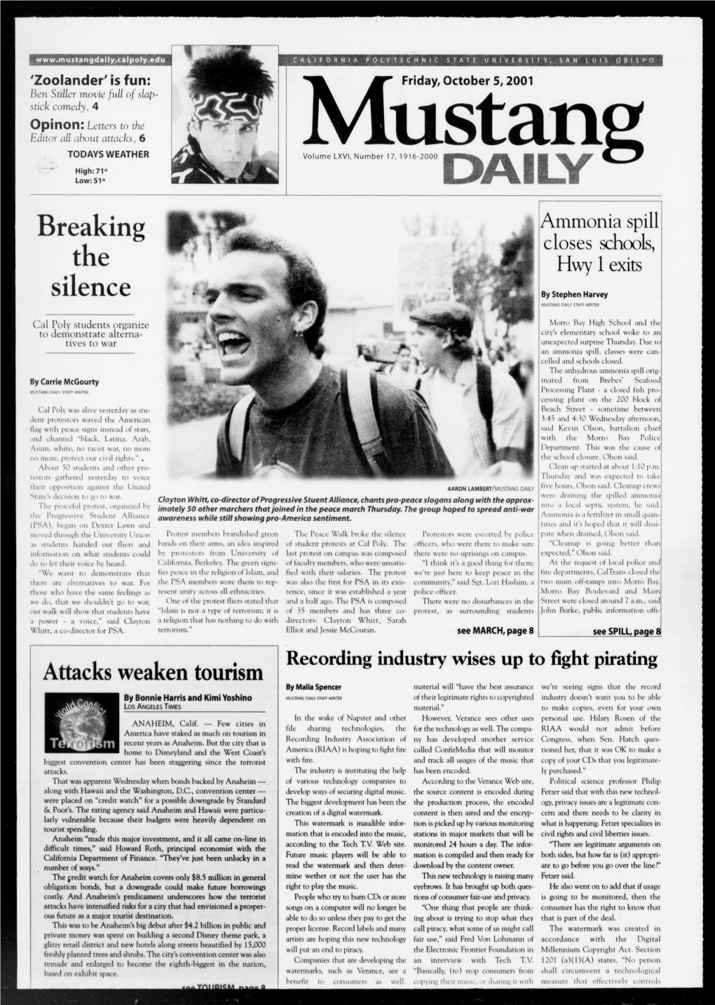 Mustang Daily, October 5, 2001