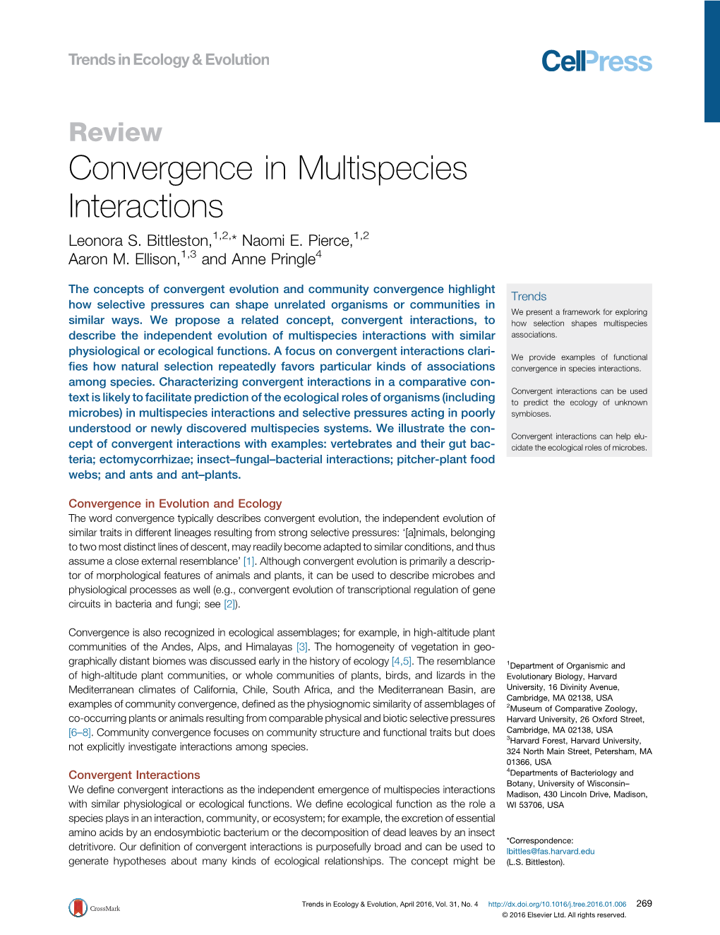 Convergence in Multispecies Interactions