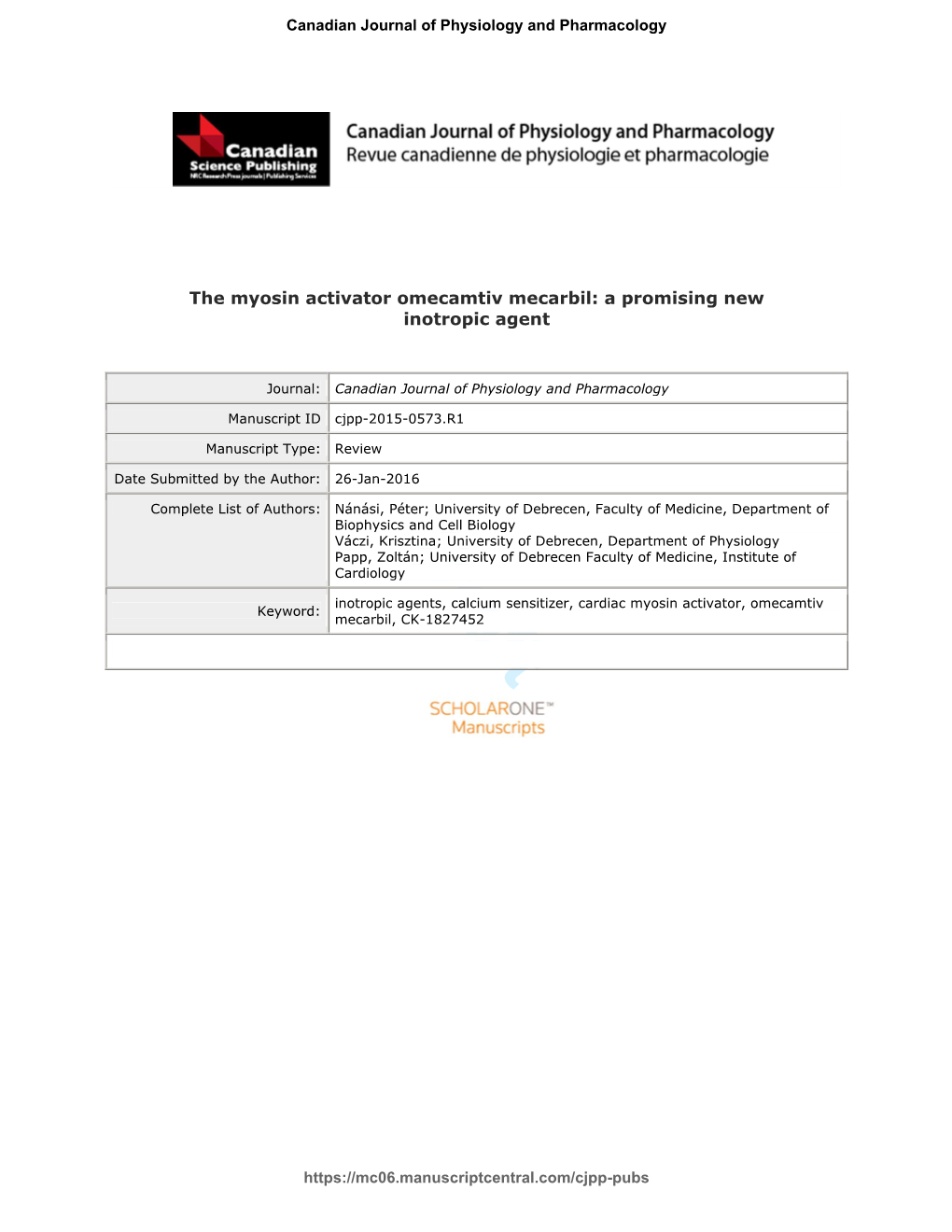 The Myosin Activator Omecamtiv Mecarbil: a Promising New Inotropic Agent