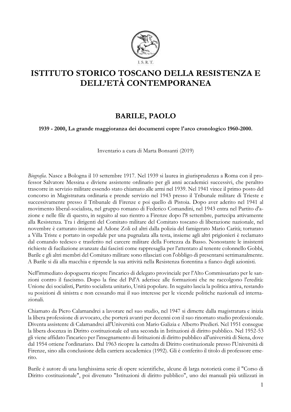 Istituto Storico Toscano Della Resistenza E Dell'età Contemporanea (ISRT)