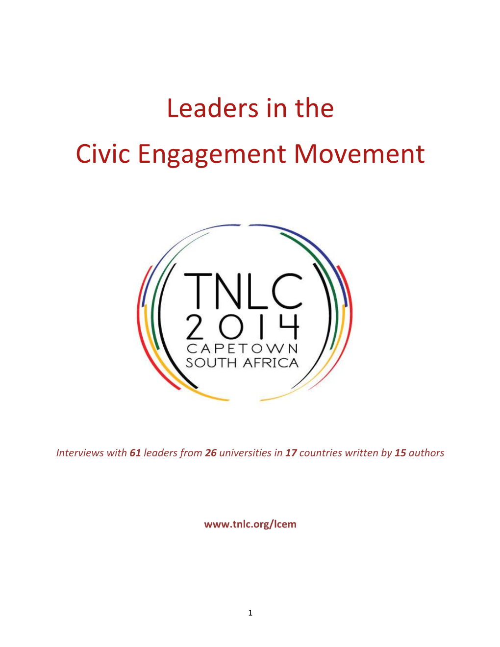 Leaders in the Civic Engagement Movement Series