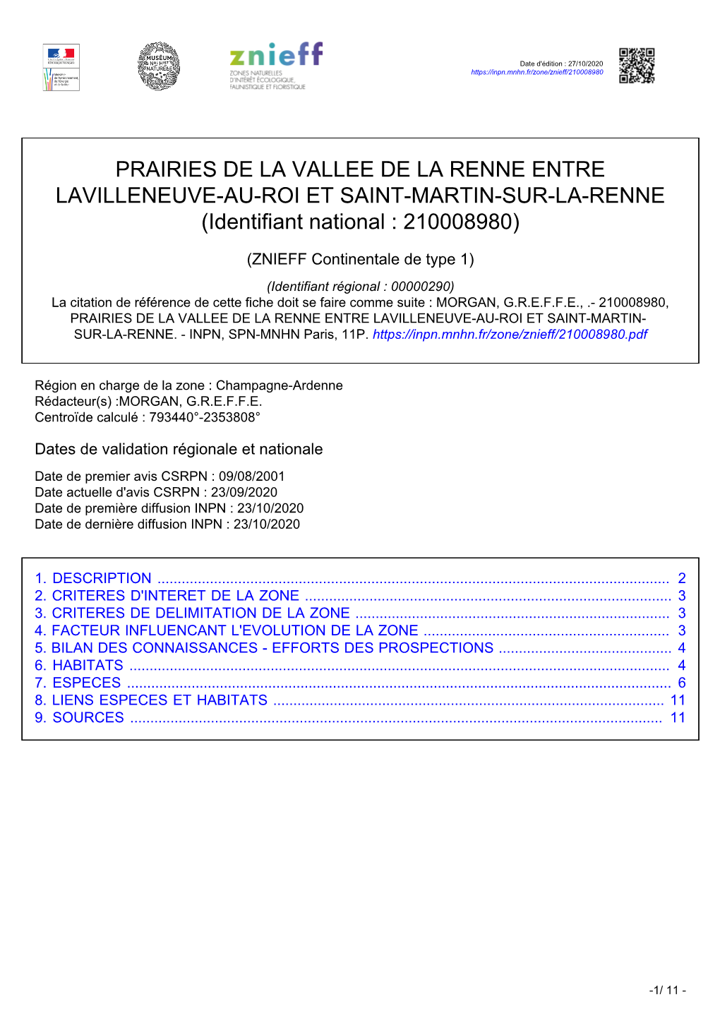 PRAIRIES DE LA VALLEE DE LA RENNE ENTRE LAVILLENEUVE-AU-ROI ET SAINT-MARTIN-SUR-LA-RENNE (Identifiant National : 210008980)