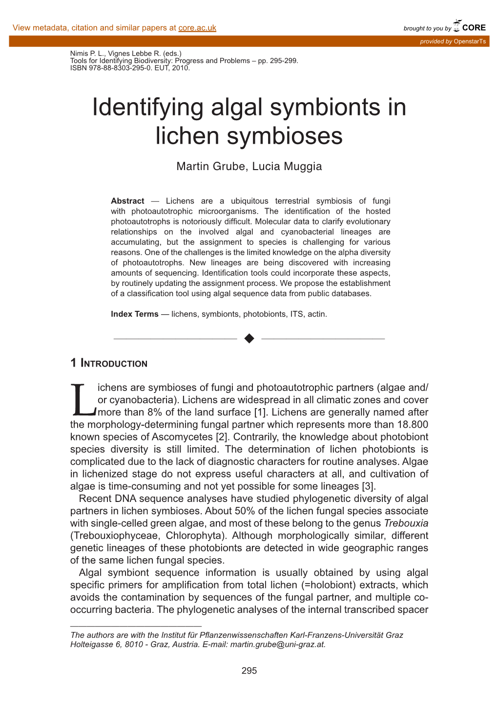 Identifying Algal Symbionts in Lichen Symbioses