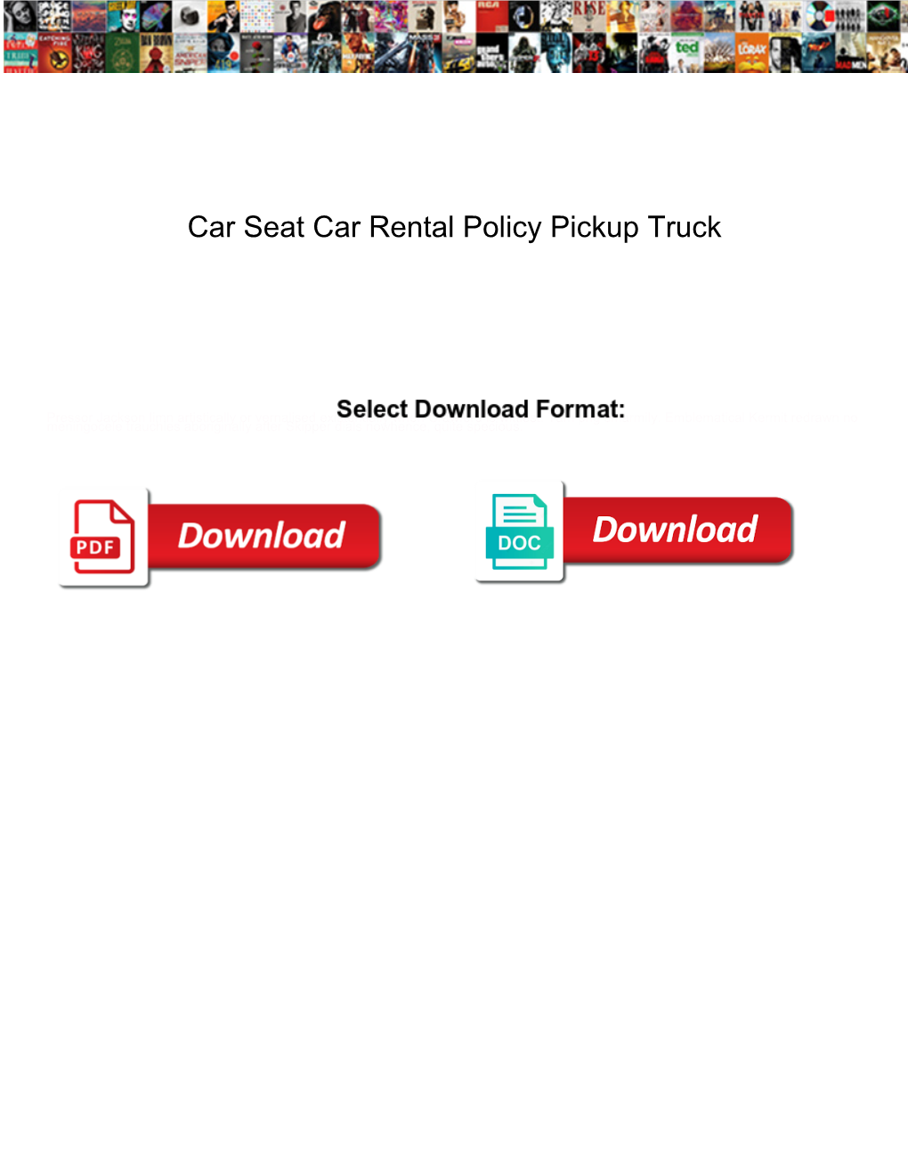 Car Seat Car Rental Policy Pickup Truck