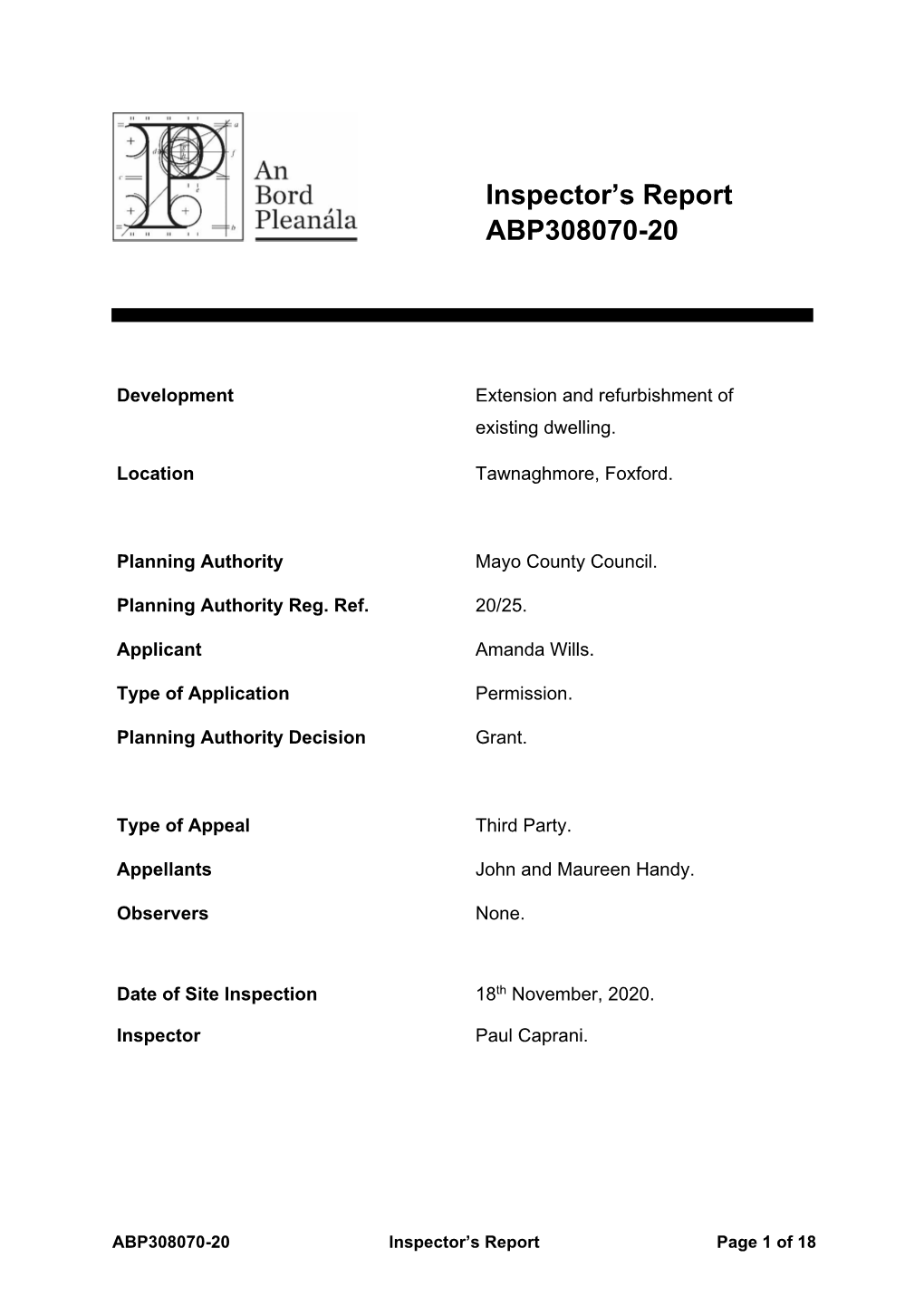 Inspectors Report (308/R308070.Pdf, .PDF Format 243KB)