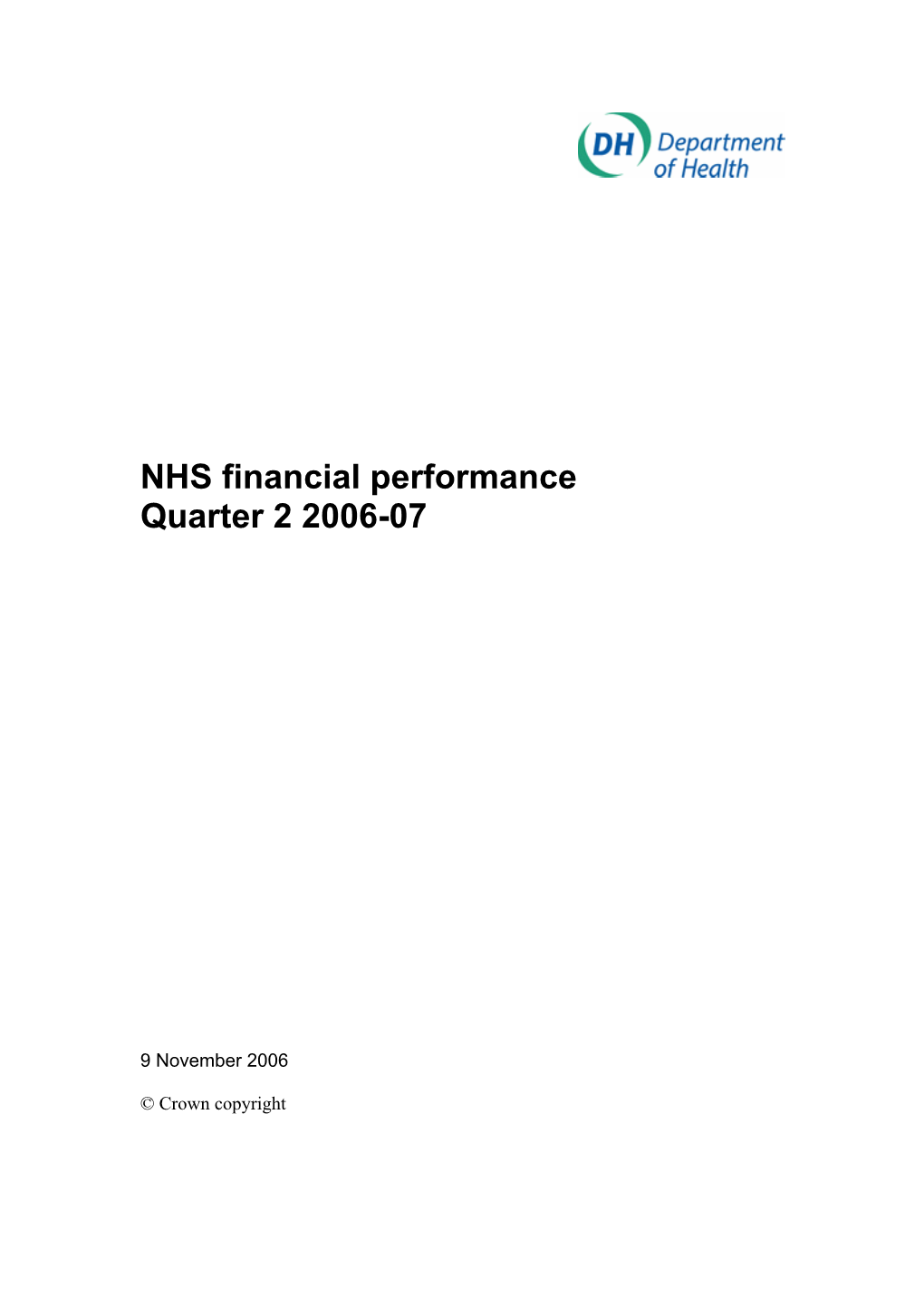 NHS Financial Performance Quarter 2 2006-07