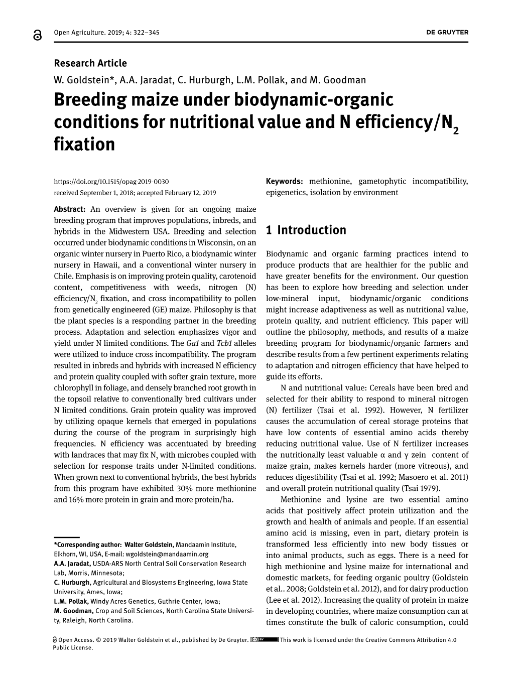 Breeding Maize Under Biodynamic-Organic Conditions For