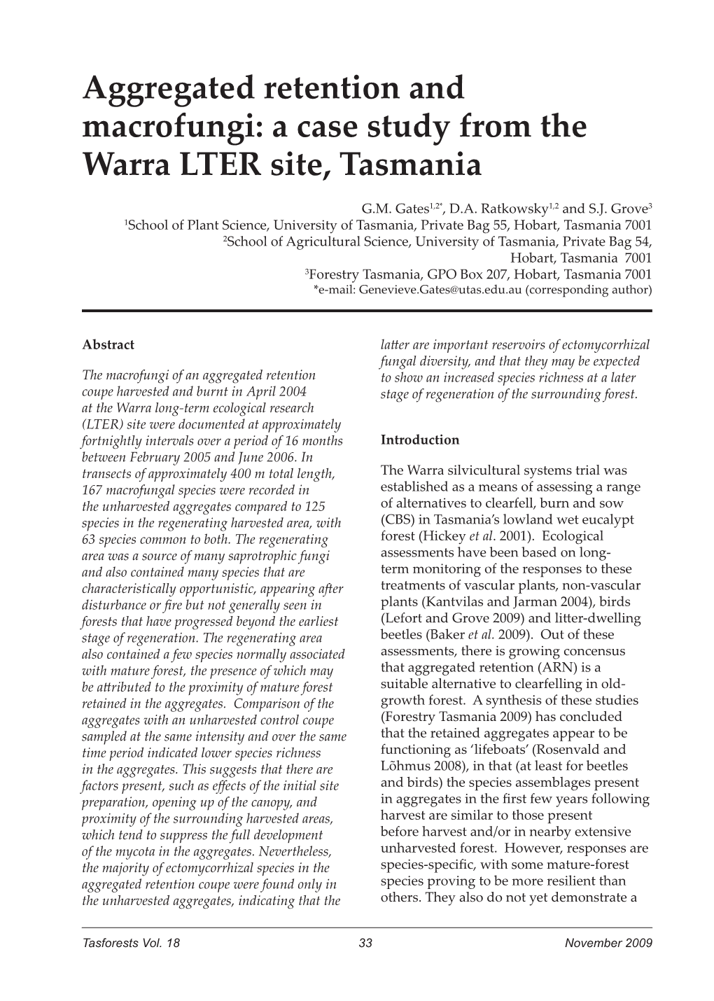 A Case Study from the Warra LTER Site, Tasmania