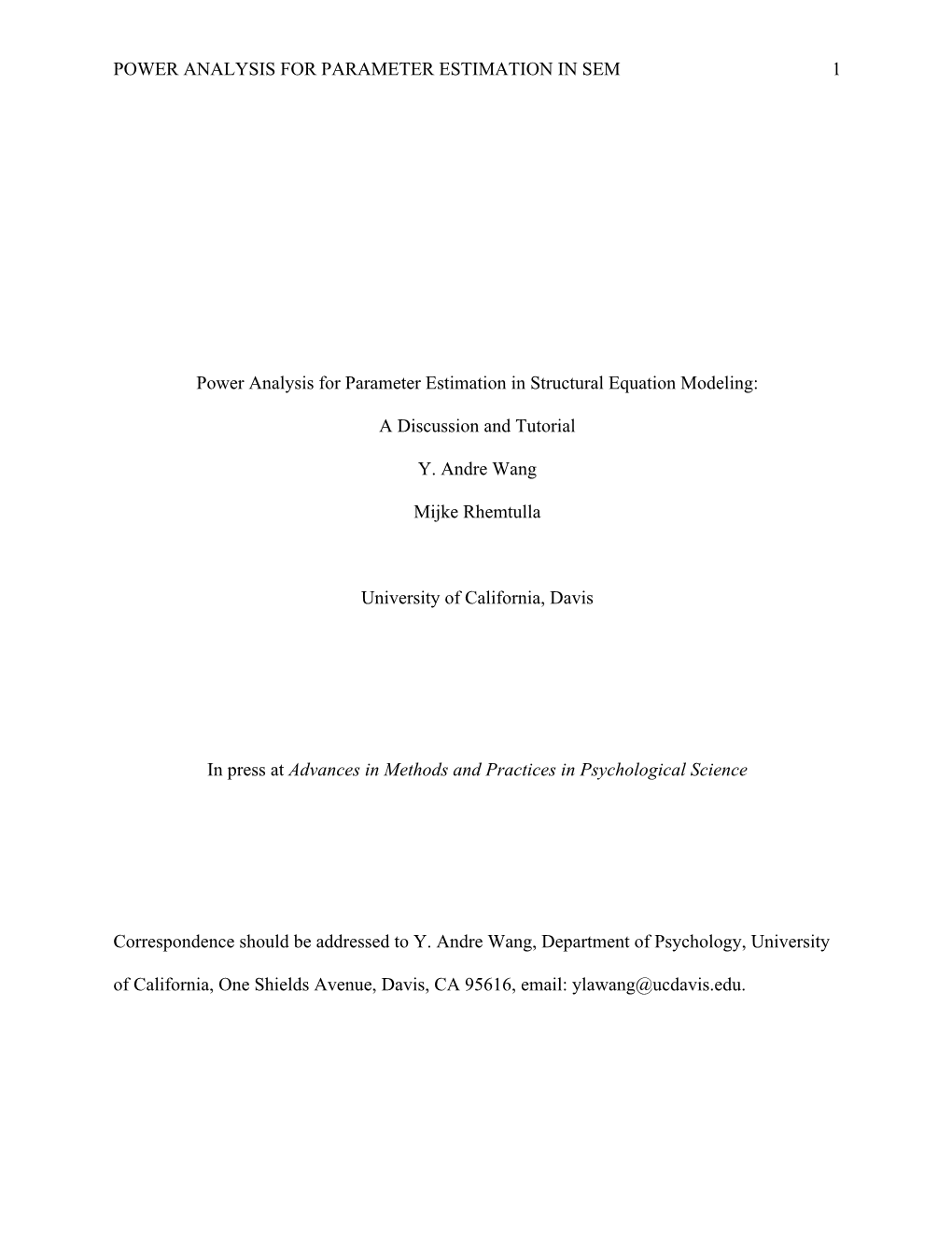 Power Analysis for Parameter Estimation in Sem 1