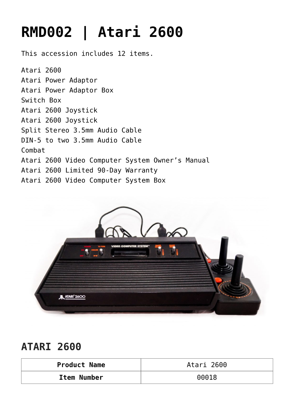 RMD002 | Atari 2600