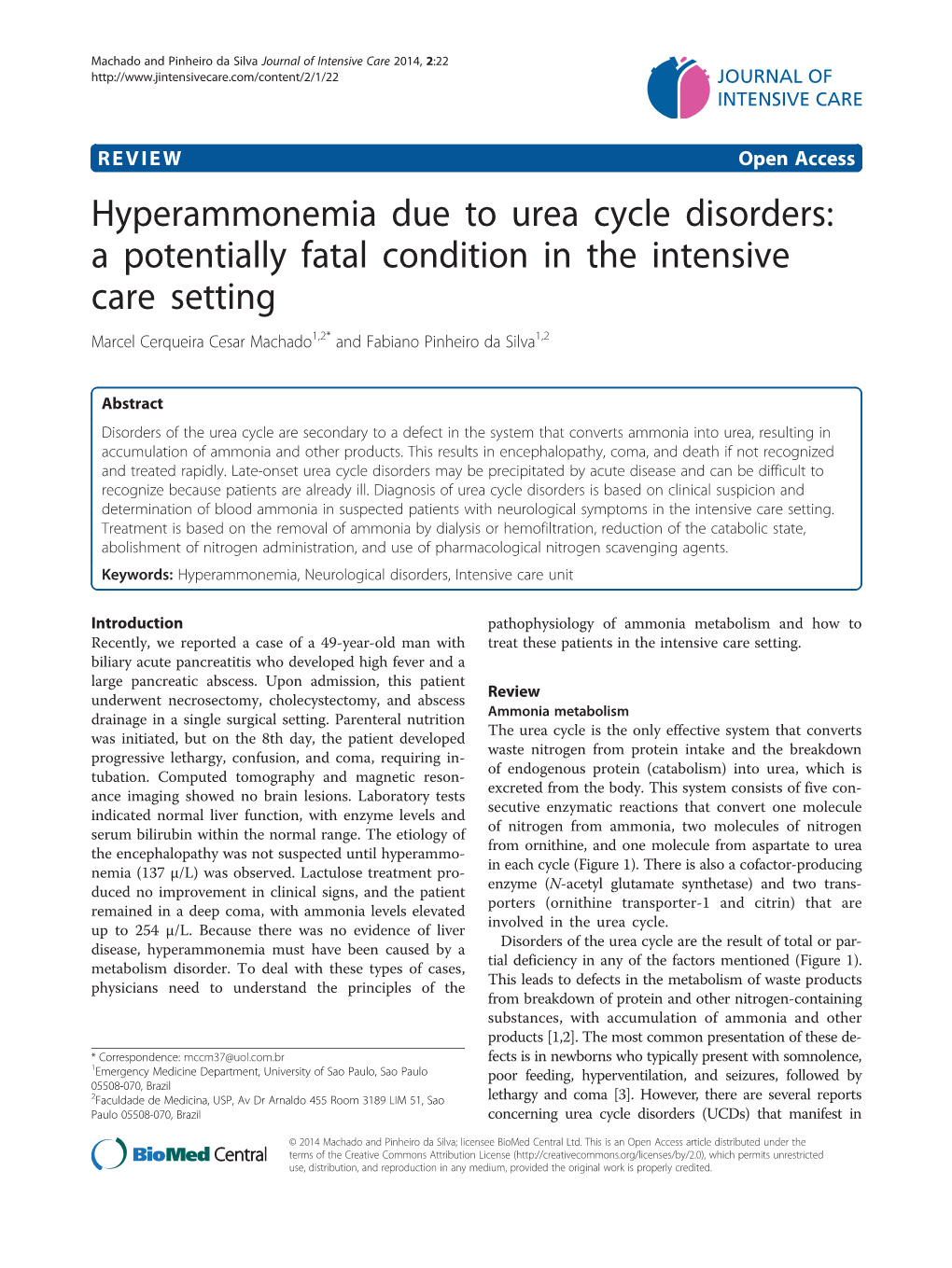 Hyperammonemia Due to Urea Cycle Disorders