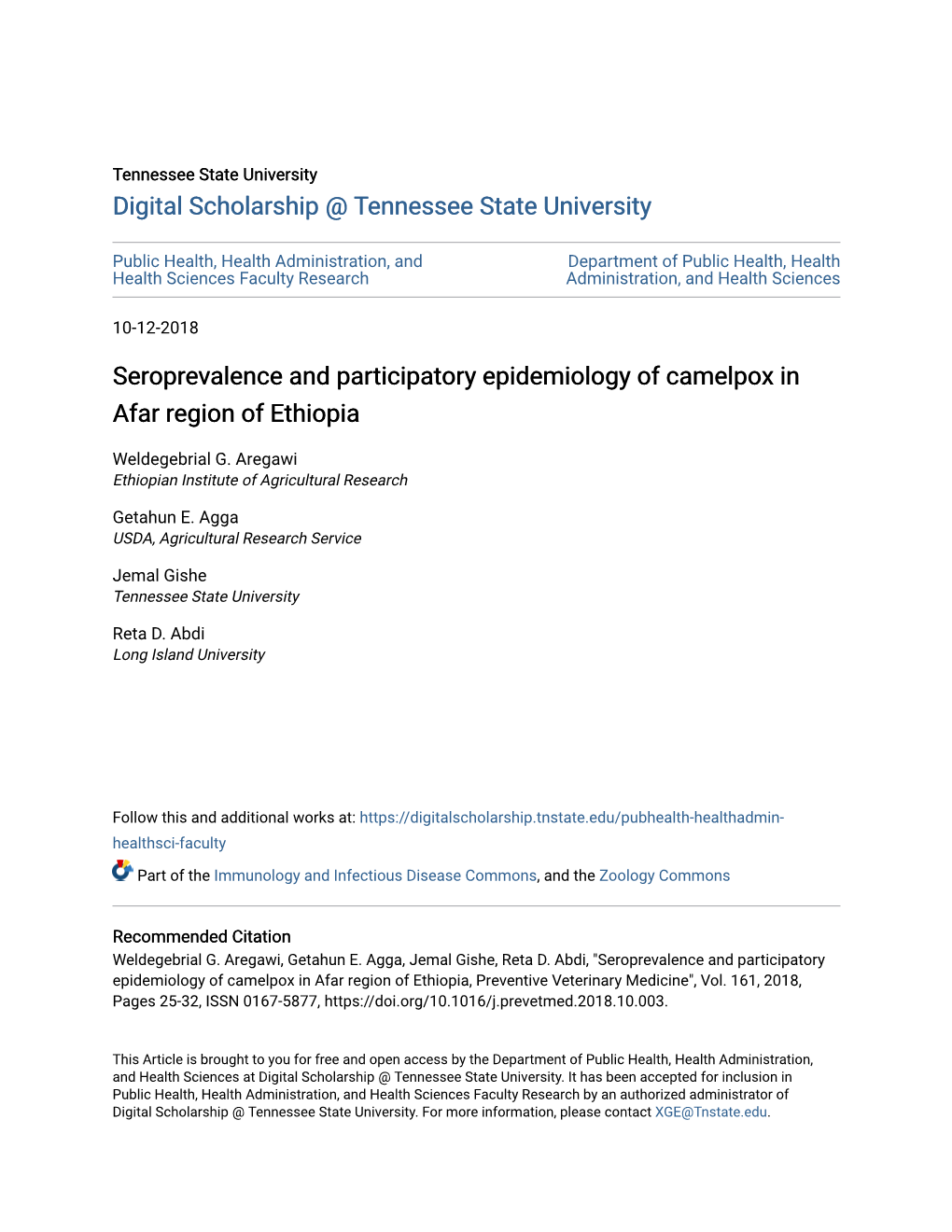 Seroprevalence and Participatory Epidemiology of Camelpox in Afar Region of Ethiopia