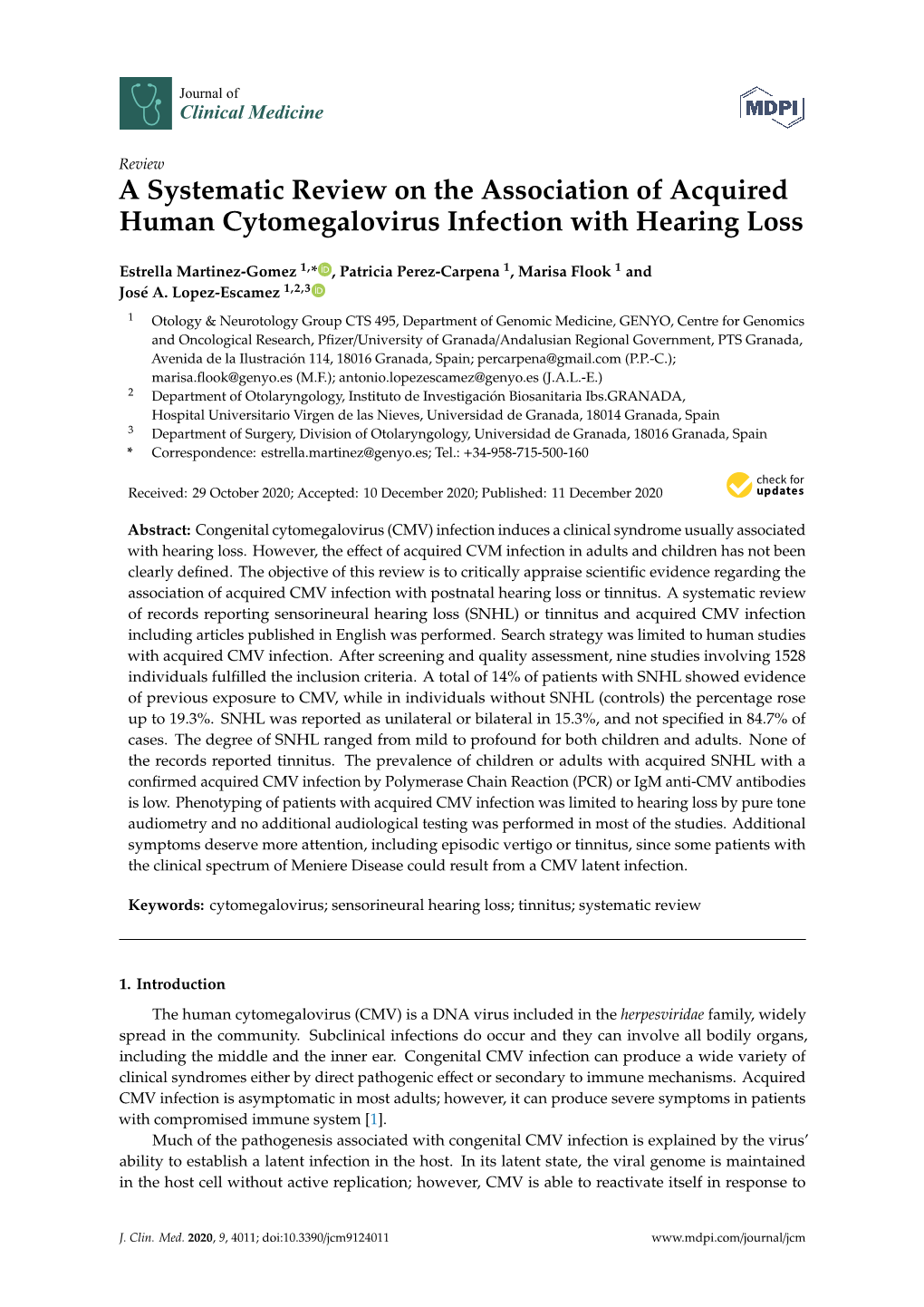 A Systematic Review on the Association of Acquired Human Cytomegalovirus Infection with Hearing Loss