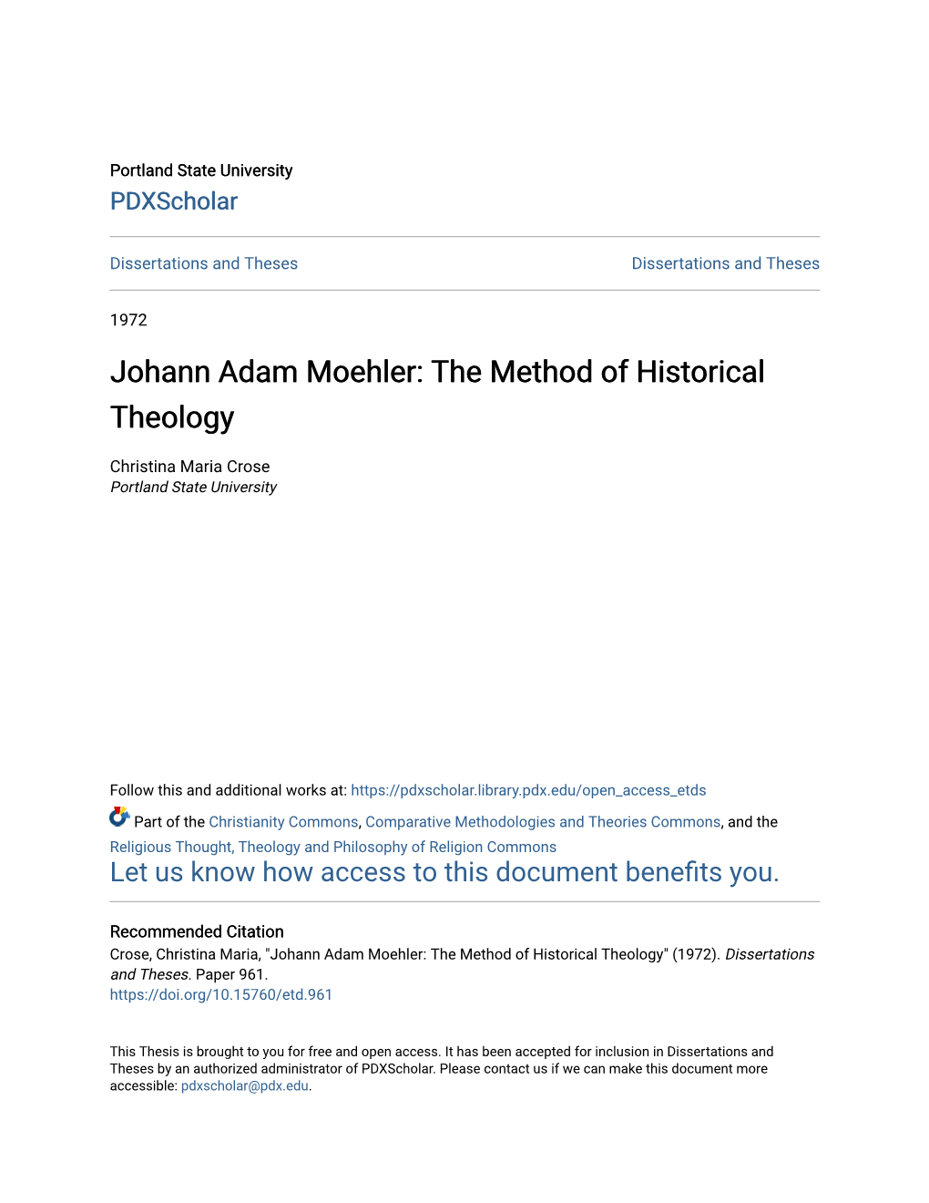 The Method of Historical Theology