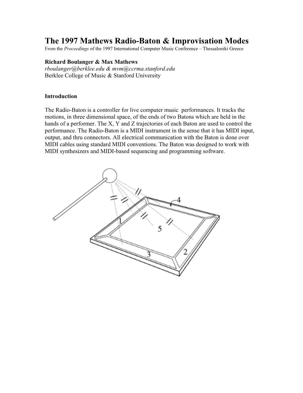 The 1997 Mathews Radio-Baton & Improvisation Modes