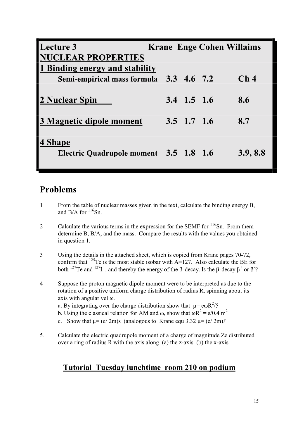 Semi-Empirical Mass Formula 3.3 4.6 7.2 Ch 4