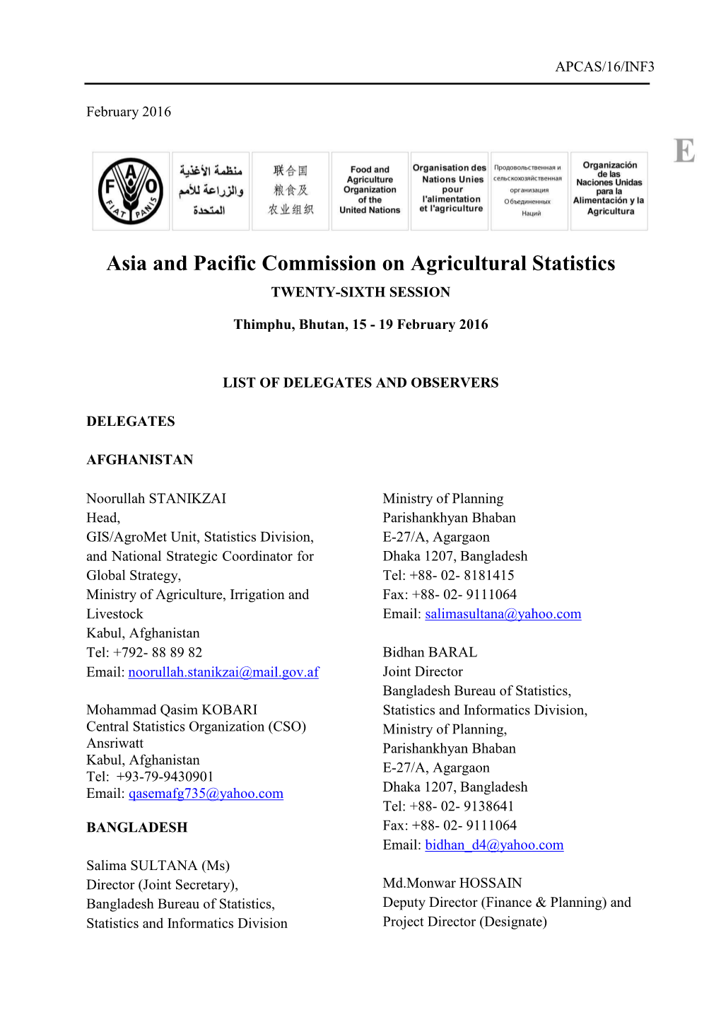 Asia and Pacific Commission on Agricultural Statistics