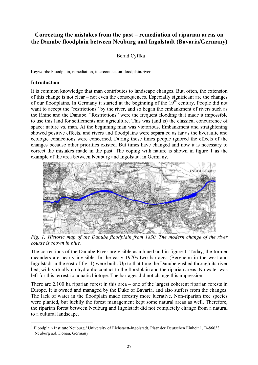 Remediation of Riparian Areas on the Danube Floodplain Between Neuburg and Ingolstadt (Bavaria/Germany)