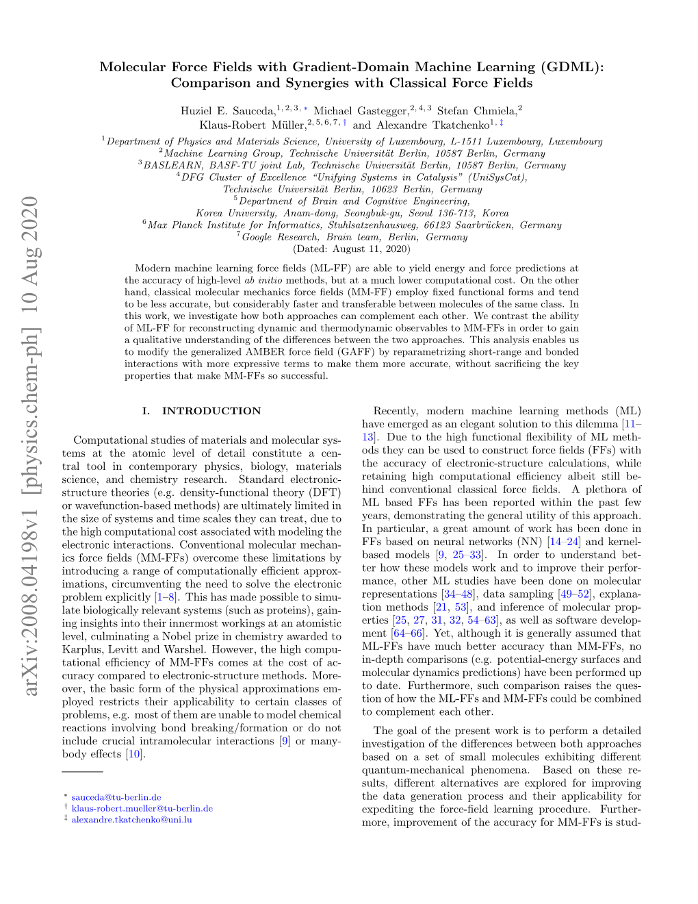 Arxiv:2008.04198V1 [Physics.Chem-Ph] 10 Aug 2020