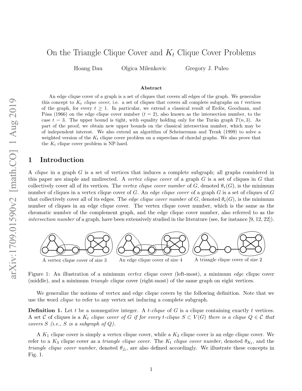 On the Triangle Clique Cover and $ K T $ Clique Cover Problems