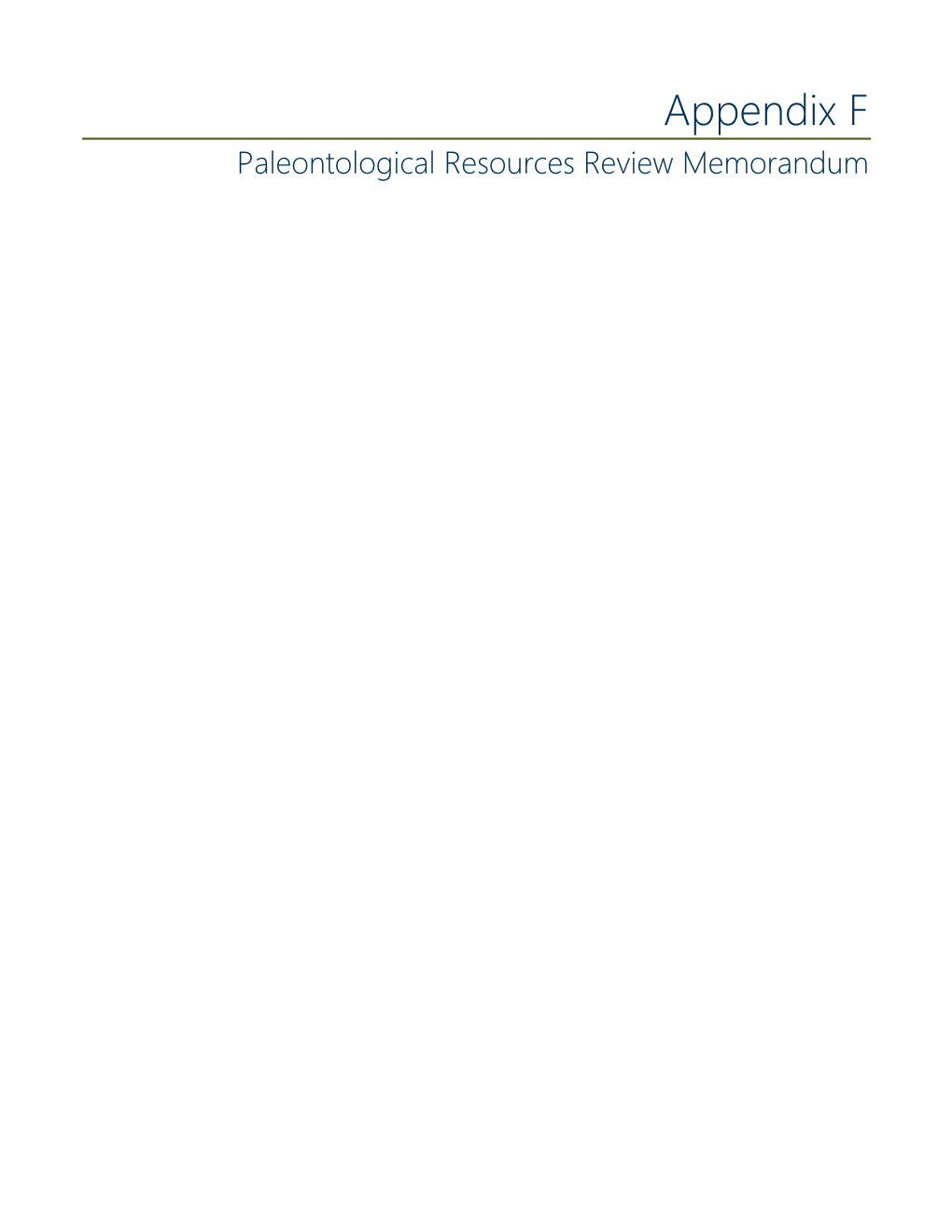 Appendix F Paleontological Resources Review Memorandum