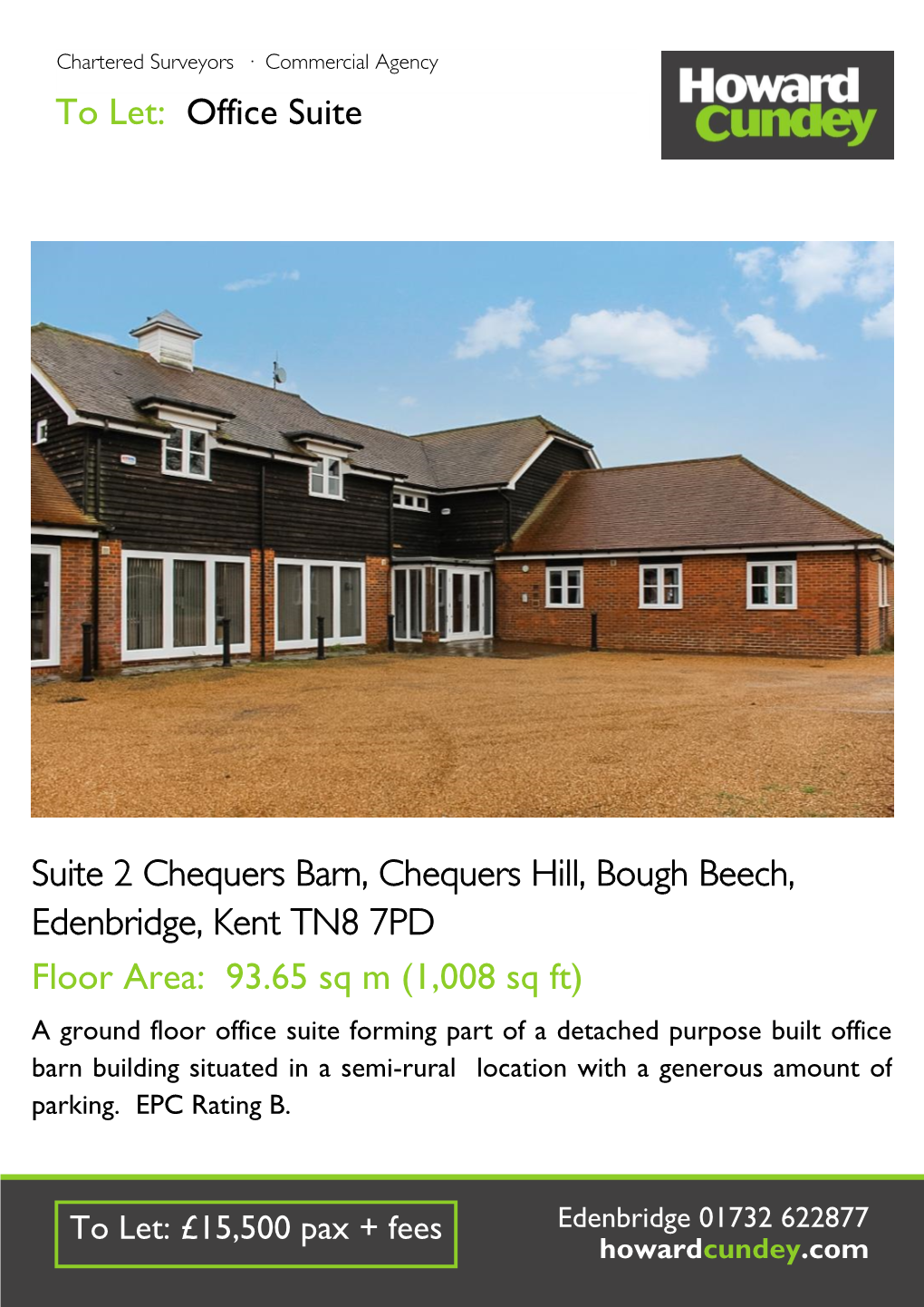 To Let: Office Suite Suite 2 Chequers Barn, Chequers Hill, Bough Beech