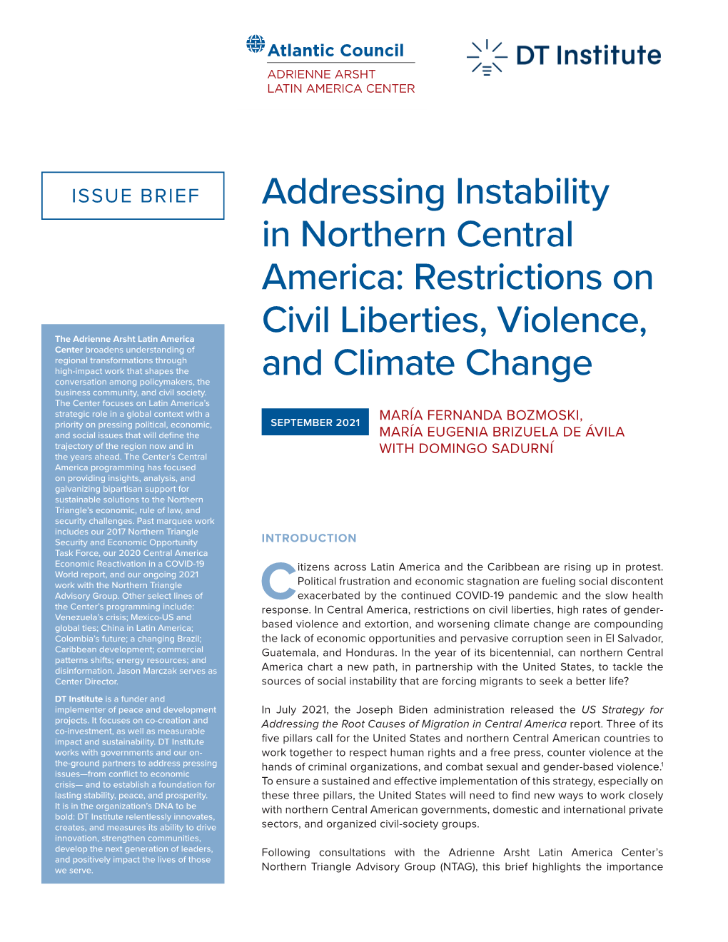 Addressing Instability in Northern Central America: Restrictions On