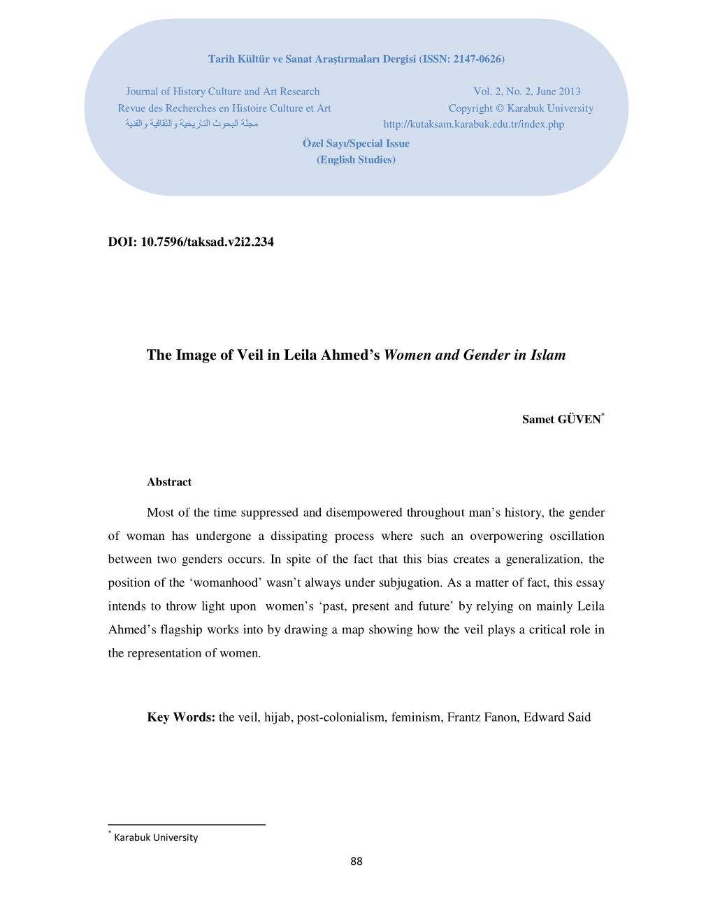 The Image of Veil in Leila Ahmed's Women and Gender in Islam