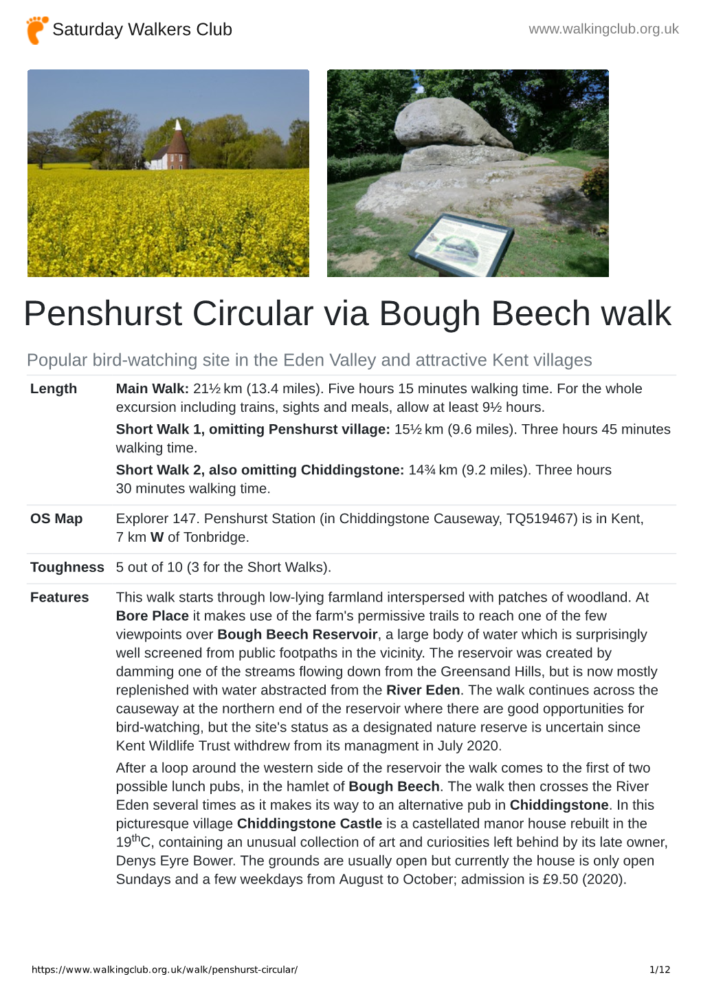 Penshurst Circular Via Bough Beech Walk