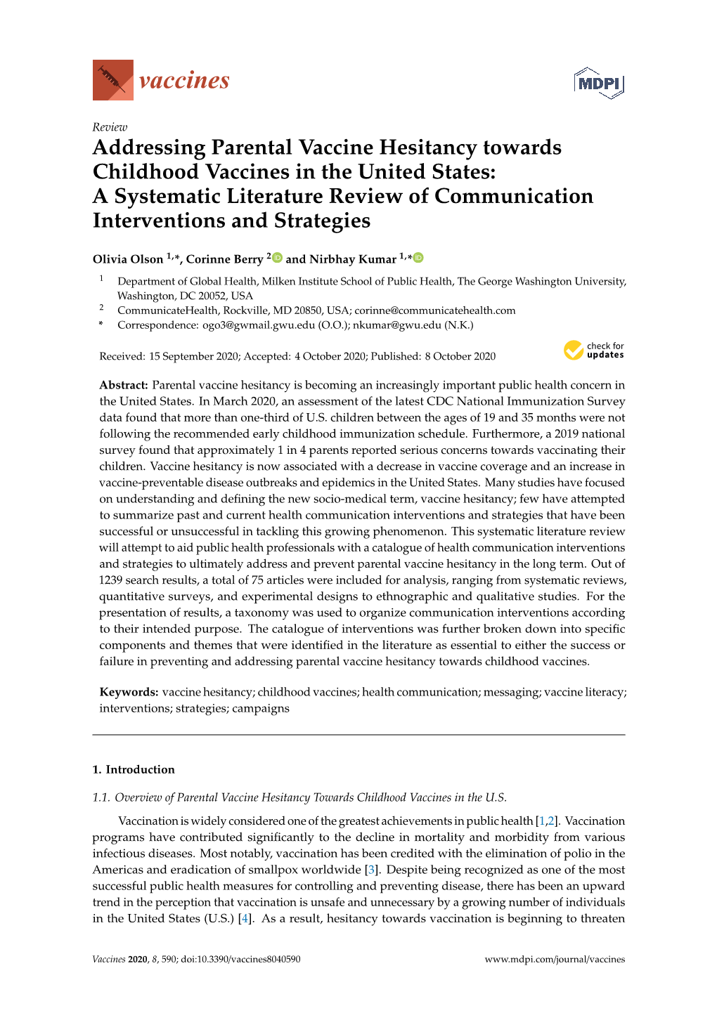 Addressing Parental Vaccine Hesitancy Towards Childhood Vaccines in the United States: a Systematic Literature Review of Communication Interventions and Strategies