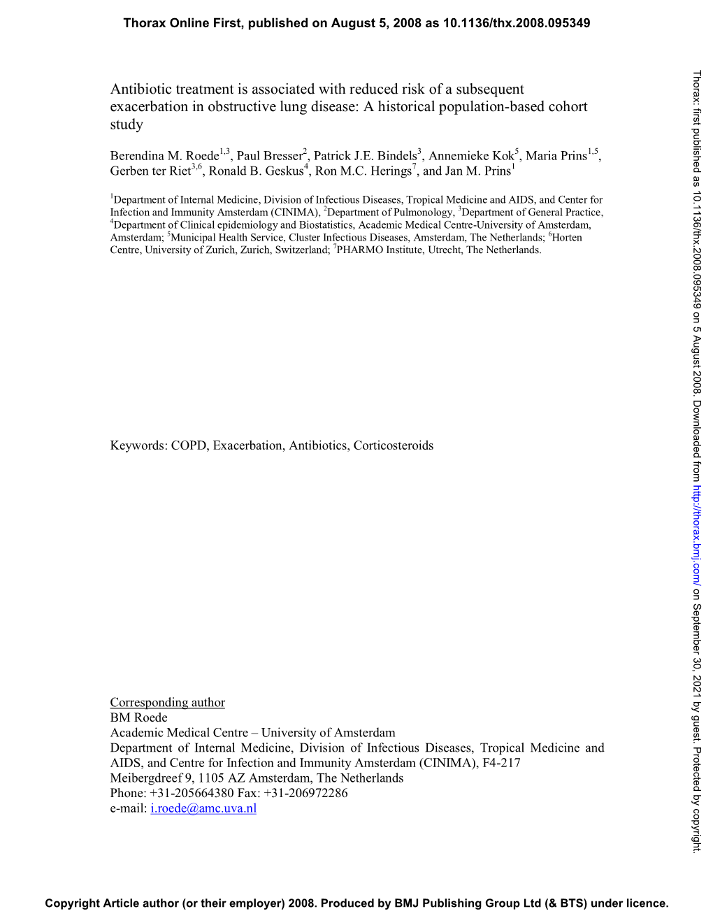 Antibiotic Treatment Is Associated with Reduced Risk of a Subsequent Exacerbation in Obstructive Lung Disease: a Historical Population-Based Cohort Study