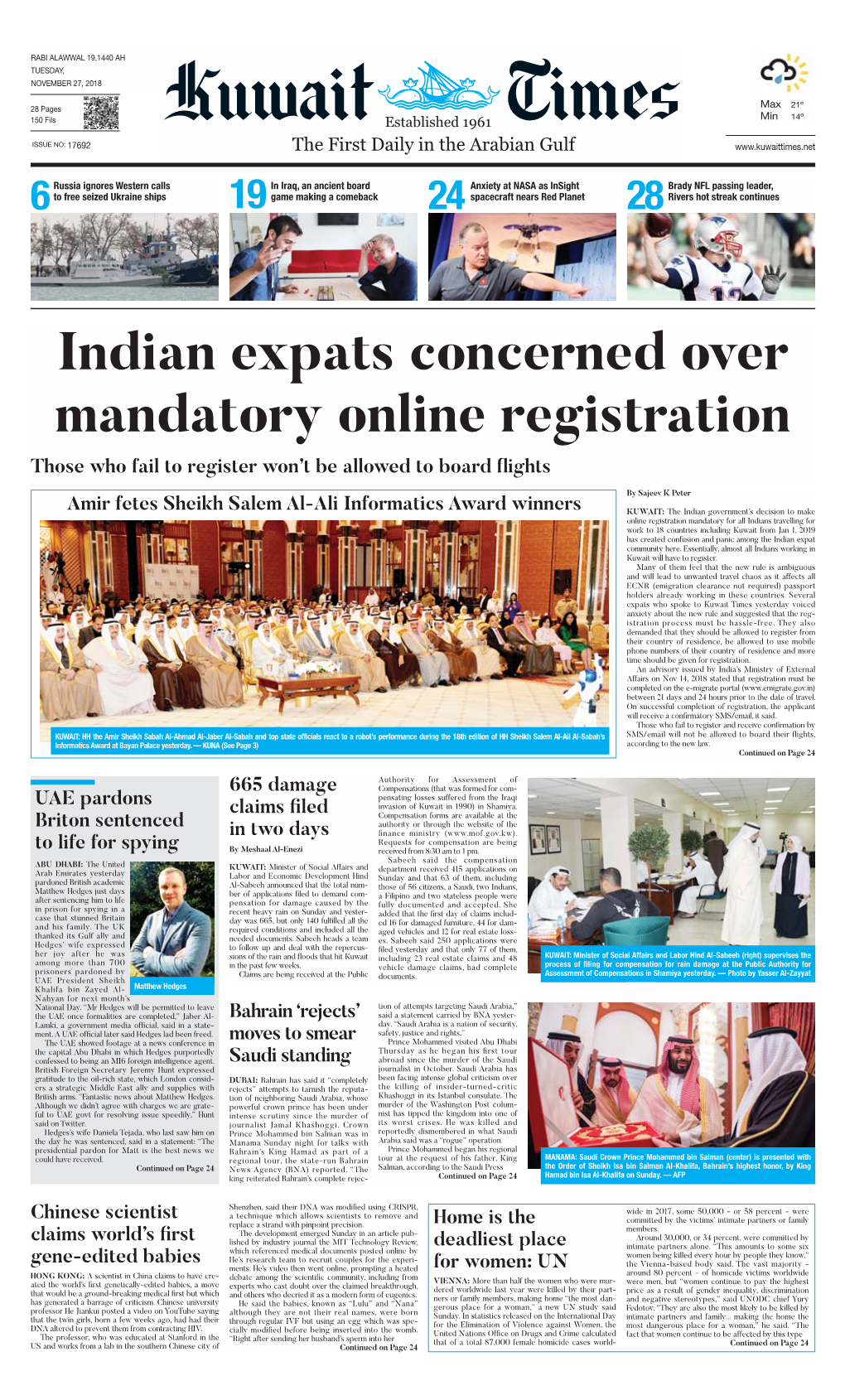 Kuwaittimes 27-11-2018.Qxp Layout 1