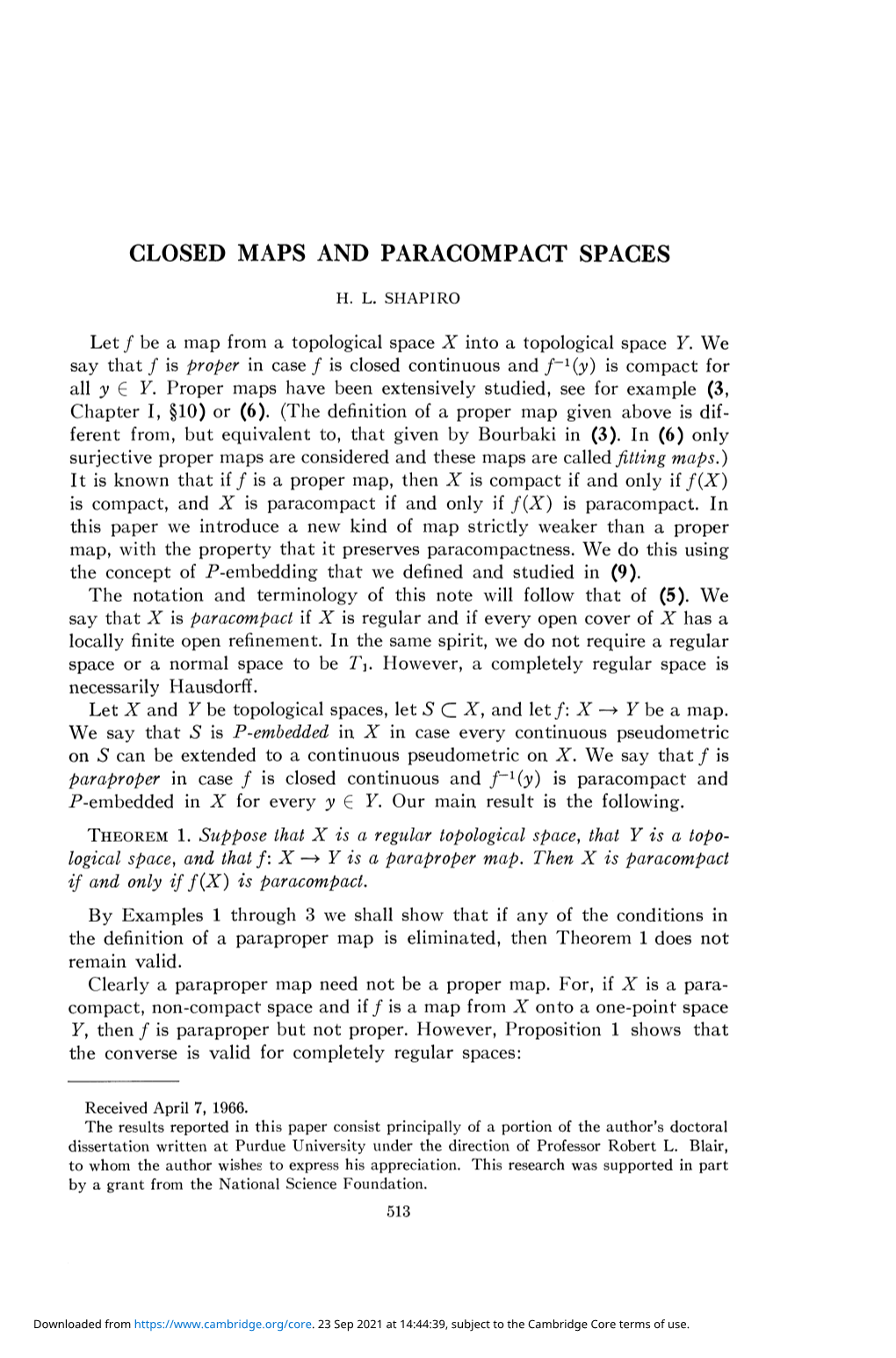 Closed Maps and Paracompact Spaces