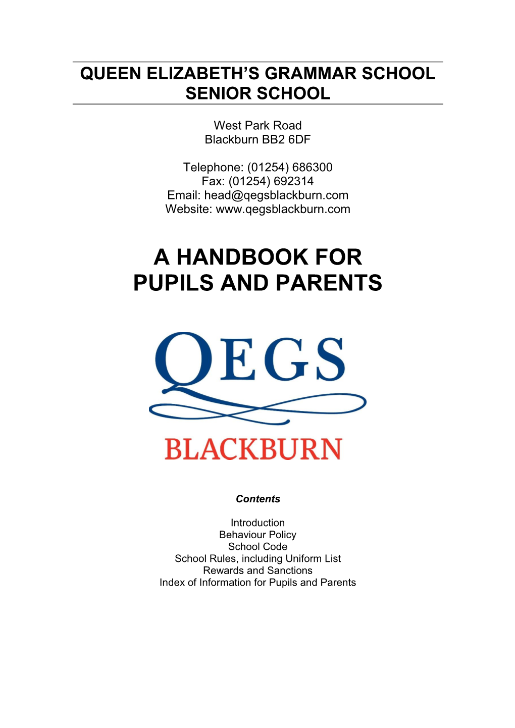 A Handbook for Pupils and Parents