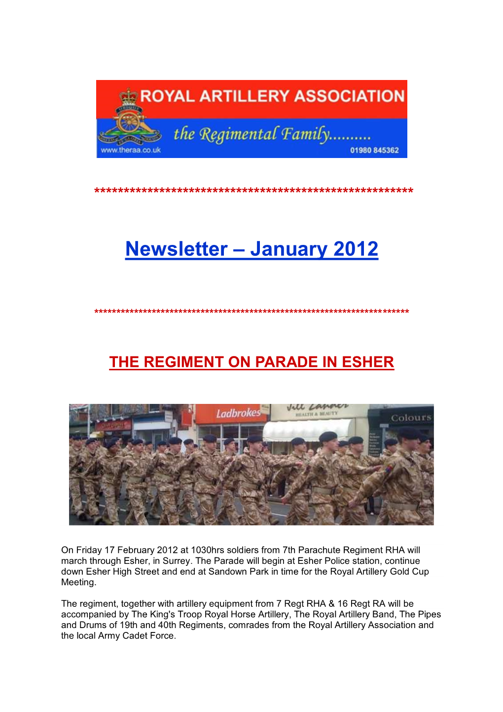 Newsletter – January 2012